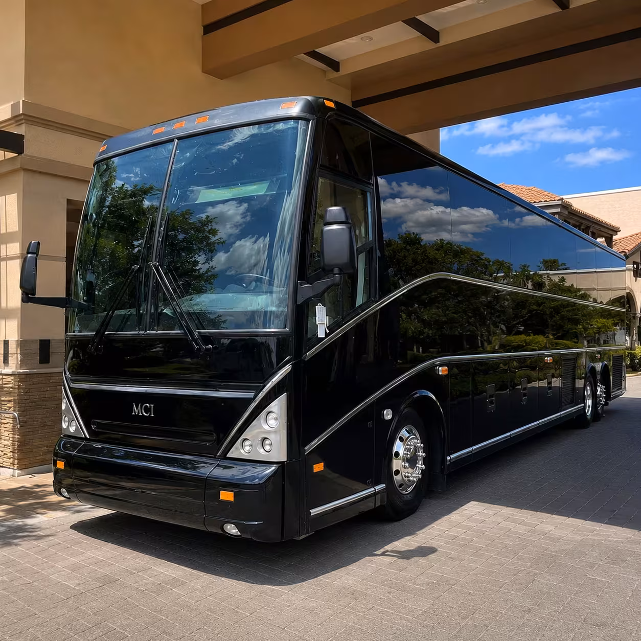 mission wedding shuttle buses for ceremony and reception guests