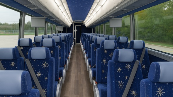 mission 50 passenger charter bus inside