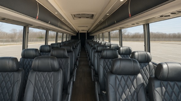 mission 54 passenger charter bus inside