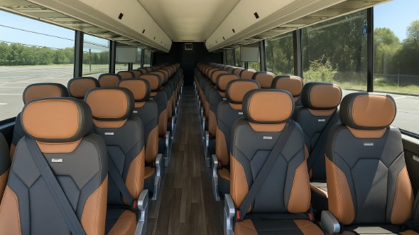 mission 55 passenger charter bus inside